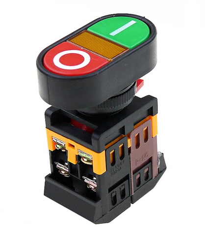 22mm 220V AC ON/OFF START STOP 1 NO NC APBB-22N  Double key double position With LED yellow lamp control button switch reset ► Photo 1/5