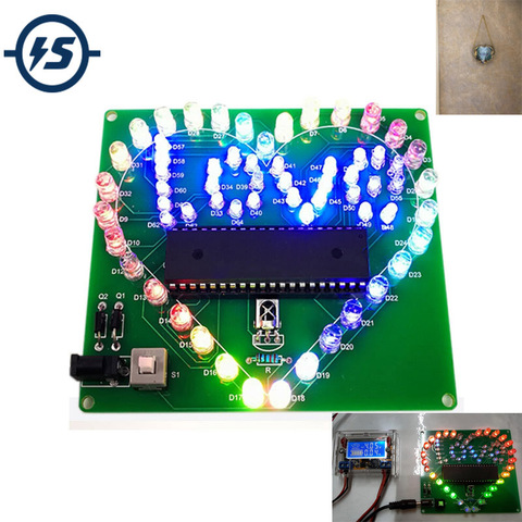 Colorful LED Lamp Heart Shape Electronic DIY Kit Remote Control for Love USB Electronic Production DIY Kits Heart Shaped ► Photo 1/6