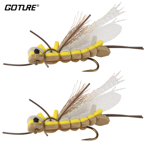 Goture Fly Fishing Lure Foam Insect Topwater Popper Surface Dry Flies for Trout Fishing with Mustard Hook 6# 2pcs/Lot ► Photo 1/6