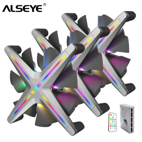 ALSEYE X12 RGB Fan 3pieces 120mm PC Fan Set with Romote control Compatible with Asus Gigabyte Msi Motherboard RGB Control ► Photo 1/6