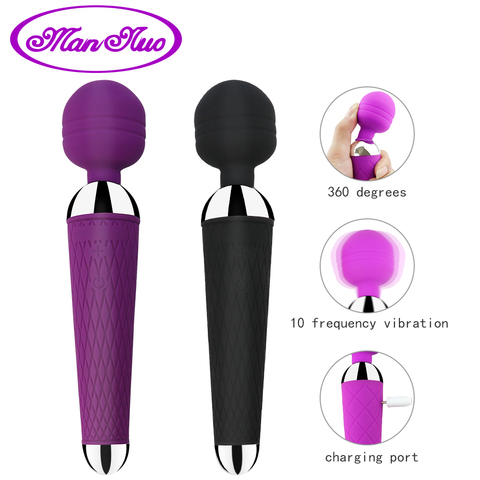 Powerful Clitoris Vibrators USB Recharge Magic Wand AV Vibrator Massager Sexual Wellness Erotic Sex Toys for Women Adult Product ► Photo 1/6