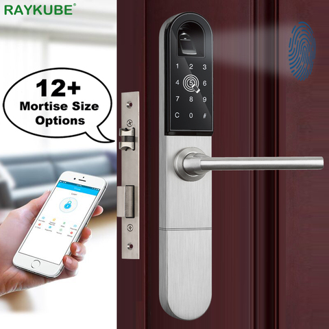 RAYKUBE Electronic Door Lock With Fingerprint / Smart Card / Bluetooth Unlock Wifi TT lock Phone APP Keyless Mortise Lock R-F918 ► Photo 1/6