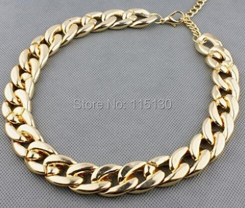 Vintage Gold Color Chunky Chain Necklace For Women Long Chian CCB Plastic Female Collar Necklace 2017 New Fashion Jewelry ► Photo 1/6