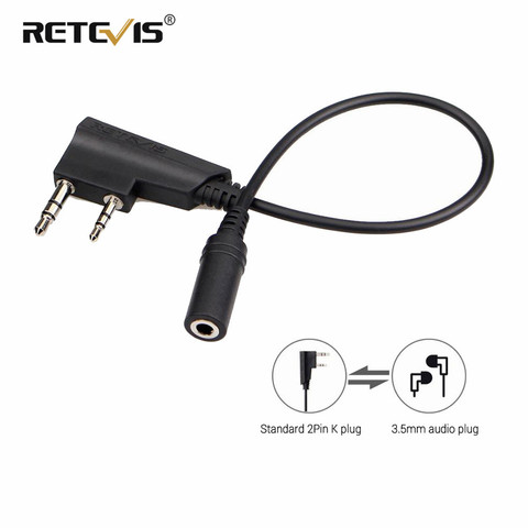 Retevis TCK01 2Pin to 3.5mm Female Phone Audio Earpiece Transfer Cable For Retevis RT21 RT22 RT24 RT7 RT27 H777 Walkie Talkie ► Photo 1/6