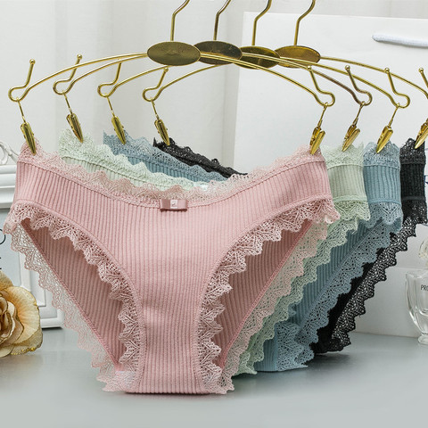 New Underwear Breathable Striped Sexy Briefs Soft Women's Cotton
