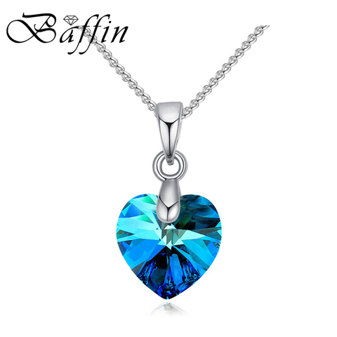 BAFFIN Mini Heart Necklaces Pendant Crystals From Swarovski For Women Girls Gift Silver Color Chain Kids Jewelry Decorations ► Photo 1/6
