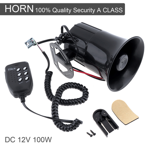 6 Sound 100W Tone Loud Horn Motorcycle Auto Car Vehicle Truck Speaker Warning Alarm Siren Police Fire Ambulance Horn Loudspeaker ► Photo 1/6