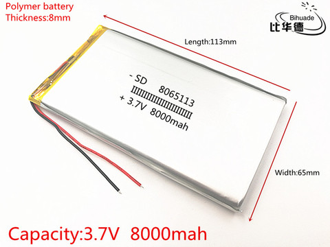 8065113 3.7 li-polymer battery 8000mAh Lithium LiPo 3.7v 8ah rechargeable battery ► Photo 1/2