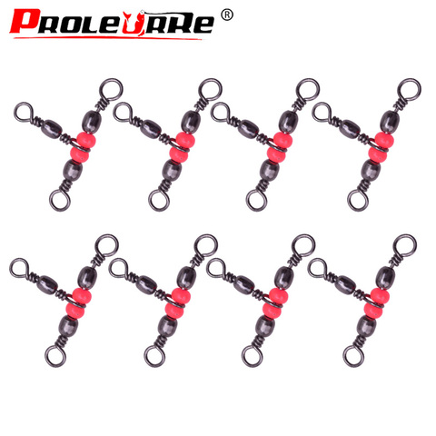 10pcs/lot 3-Way T-shape cross-line rolling swivels with pearl beads Various Sizes Fishing Tackle Fishhook Lure Connector PR-358 ► Photo 1/3
