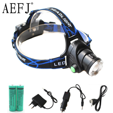 LED Headlamp T6/L2/V6 Headlight 3 Modes Zoomable Waterproof Super bright camping Fishing light Powered by 2x18650 batteries ► Photo 1/6