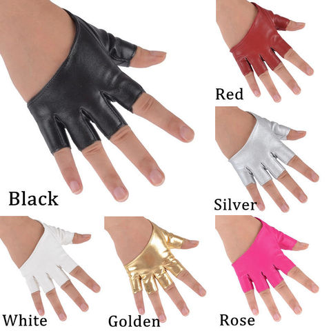 Fashion Half Finger Fingerless PU Leather Gloves Ladys Driving Show Pole Dance  Mittens for Women Men Free Shipping ► Photo 1/6