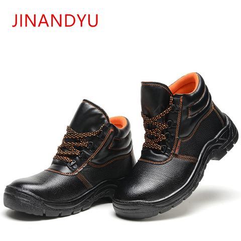 Military Combat Men's High Top Outdoor Steel Toe Anti Smashing Work Boots Leather Shoes Men Iron Nose Anti-puncture Safety Shoes ► Photo 1/6