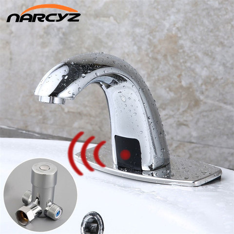 Hot & Cold Bathroom Automatic Touch Free Sensor Faucets water saving Inductive electric Water Tap mixer battery power HZY-12 ► Photo 1/6