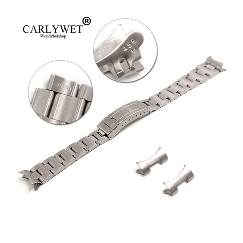 CARLYWET 20mm Stainless Steel Links Hollow Curved End Deployment Glide Lock Clasp Brushed Buckle Bracelet for 70216 455B ► Photo 1/6