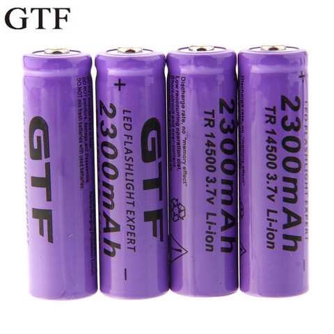 GTF 4pcs 3.7V 14500 2300mAh Li-ion Rechargeable Battery For Flashlight Torch 14500 2300mah li-ion batteries drop shipping ► Photo 1/6