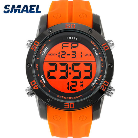 Fashion Watches Men Orange Casual Digital Watches Sports LED Clock Male Automatic Date Watch 1145 Men's Wristwatch Waterproof ► Photo 1/6