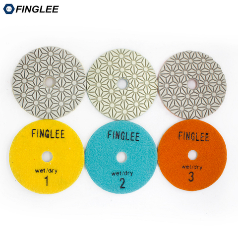 FINGLEE 3 Step Diamond Dry Polishing Pad  4 inch/100mm Diamond Resin discs for Granite Marble Quartz ► Photo 1/6