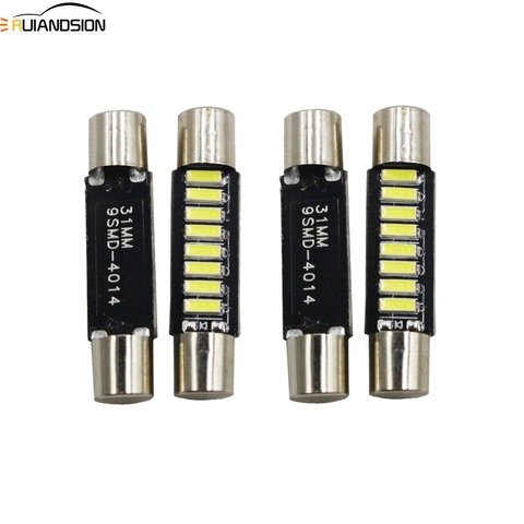 4x White 28mm 31mm 4014 9SMD Fuse Vanity Mirror Light Bulb Festoon 6614 Fuse LED Light 6641 Car Interior Sun Visor Vanity Light ► Photo 1/6