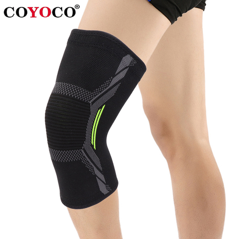 1 Pcs Sports Knee Pad Sleeve Support Protect Kneepad COYOCO Brand Running Cycling Gym Braces Elastic Knee Warm Black Green ► Photo 1/6