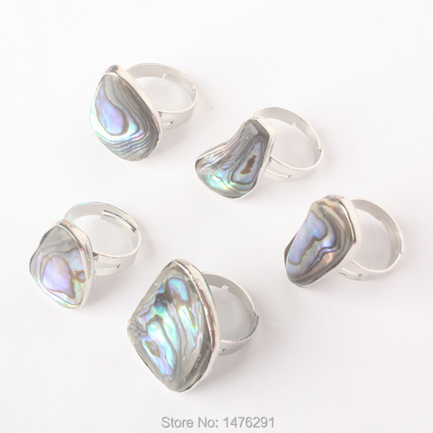 New Stylish Silver Plated Irregular Abalone Shell Resizable Ring Fashion Jewelry Ring 1PCS ► Photo 1/6