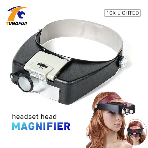 2.5/4X Head Mount Magnifier with 3 LED Light Jeweler Magnifying Glasses for  Reading Watchmaker Illuminated Magnifier Loupe Lens