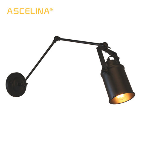 American Loft Wall Lamp ASCELINA Long Swing Arm Wall Lamps Adjustable Metal Led Wall Light home lighting for Bedroom/Restaurant ► Photo 1/6