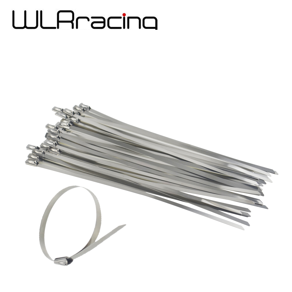 100 x 12" Stainless Steel Header Exhaust Wrap Self Locking Cable Zip Ties Straps 