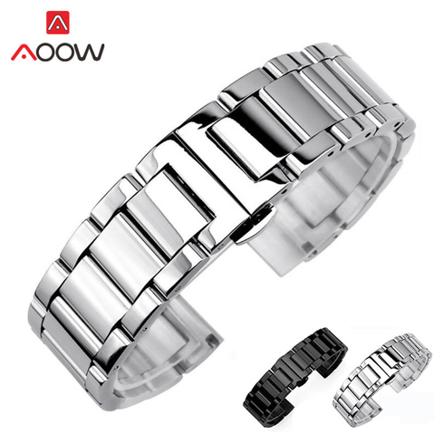 3 Pointer Stainless Steel Watchband 18mm 20mm 22mm 24mm Polished Matte Deployment Buckle Replacement Bracelet Watch Band Strap ► Photo 1/6