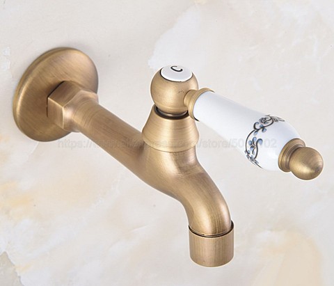 Wall Mounted Bathroom Mop Tap Vintage Brass Faucet Single Cold Water Tape for Kitchen Sink Mop Pool Toilet Cold Bibcock zav314 ► Photo 1/6