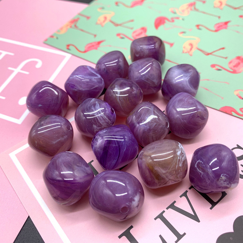 New 10 Pcs Irregular Round Acrylic Beads Spacer Loose Beads For Jewelry Making DIY Bracelet #Purple ► Photo 1/3