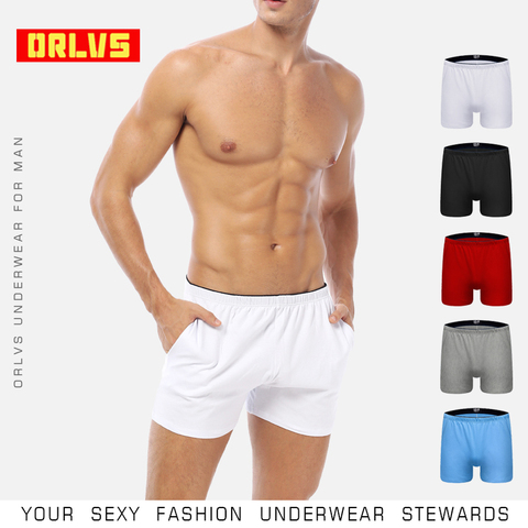 ORLVS Brand Comfortable Underwear Men Boxers Cotton Quick Dry Breathable Cueca Tanga Men Shorts Male Sleepwear Solid Boxers Mesh ► Photo 1/6