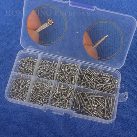 800pcs M2(2mm) Nickel Plated Carbon Steel Phillips Pan Head Self Tapping Screws Assortment Kit M2*4/5/6/8/10/12/16/20mm ► Photo 1/1