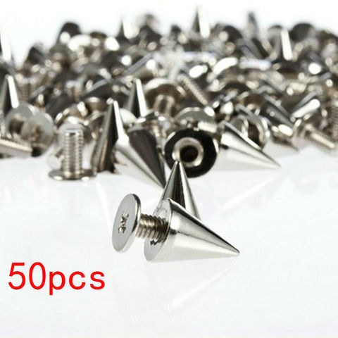50pcs/Set 7x10mm Silver Cone Studs and Spikes for Clothes Screwback DIY Craft Cool Punk Garment Rivets for Leather /Bag/Shoes ► Photo 1/6