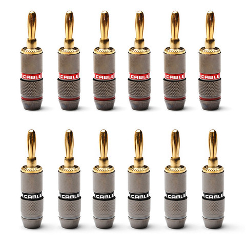 12Pcs/Set 24K Gold Plated Banana Plug Connectors Copper Monsters Zinc Alloy Male Speaker Amplifier Screw Audio Video Adapter ► Photo 1/6