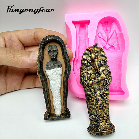 Ancient Egyptian Pharaoh Mummy Silicone Mold Fondant Cake Mold Resin Gypsum Chocolate Candle Candy Mold Free Shipping ► Photo 1/6