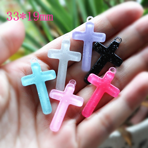 30pcs very cute flat back crosses glitter charms for necklace pendant ► Photo 1/1