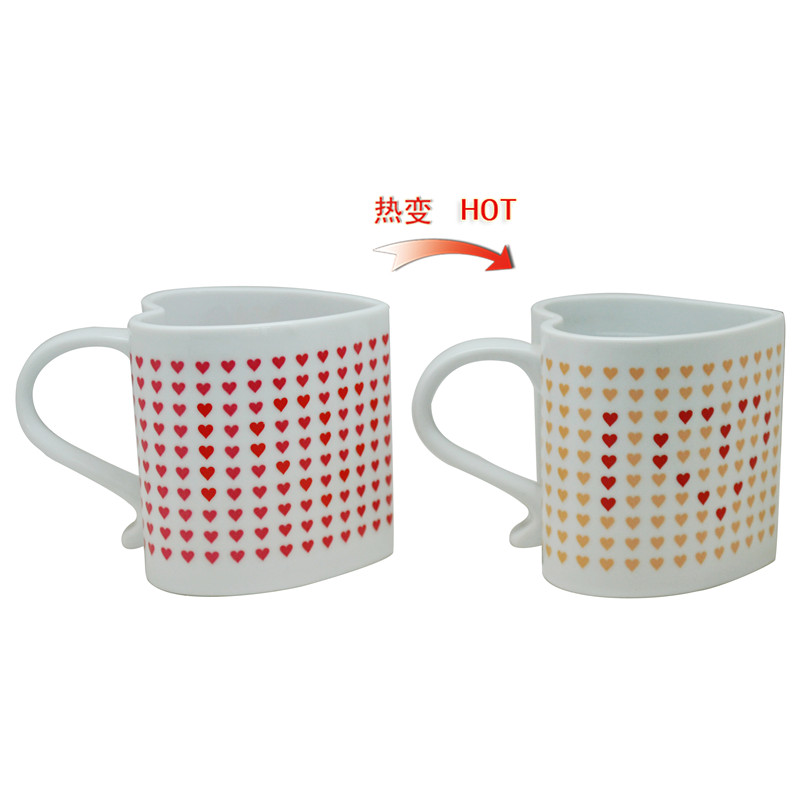 Heat Changing Heart Shaped Love Mug Heat Sensitive 