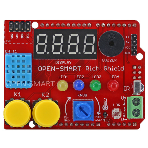 Starter kit Rich Shield with Infrared Receiver LED Buzzer Button DHT11 Light Sensor Temperature Sensor Module for Arduino UNO R3 ► Photo 1/5