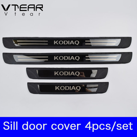 Vtear For Skoda Kodiaq Accessories car door sill cover trim anti-scuff plate Threshold pedal exterior scuff car-styling 2022 ► Photo 1/6