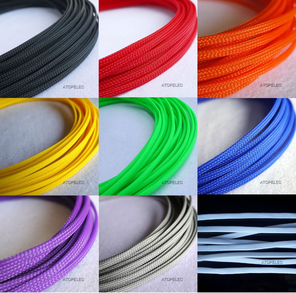 5M 4mm Expanding Braided Cable Wire Sheathing Sleeve Sleeving Harness Blue 