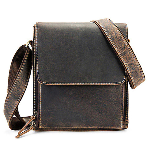 Casual Men Crossbody Bags Genuine Leather Men Shoulder Bags Messenger Bags Crazy Horse Leather Men Bags Wholesale Free Shipping ► Photo 1/6