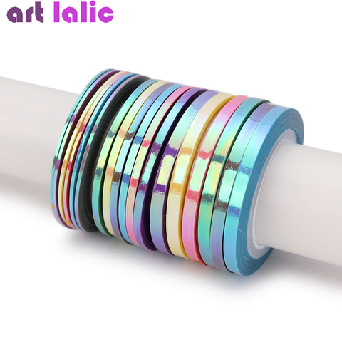 18Pcs Mermaid Nail Striping Tape Line Sticker Candy Color Adhesive Decals DIY Nail Art Manicure Decoration ► Photo 1/4