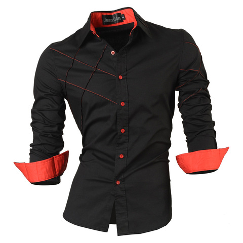 jeansian casual shirts dress male mens clothing long sleeve social slim fit brand boutique cotton western button 2028 ► Photo 1/6