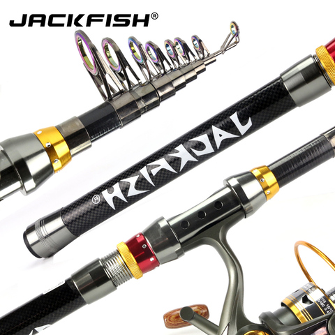 JACKFISH 99% Carbon Fiber Telescopic Fishing Rod 1.8-3.6m Short