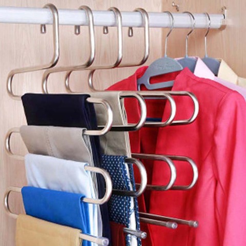 5 layers S Shape MultiFunctional Clothes Hangers Pants Storage Hangers Cloth Rack Multilayer Storage Cloth Hanger 1PC ► Photo 1/6