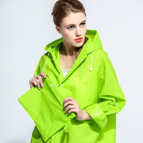 New Eco-friendly Waterproof Green Jelly EVA Transparent Windbreaker Men And Women Raincoat With Hood Outdoor Rainwear Poncho ► Photo 1/6