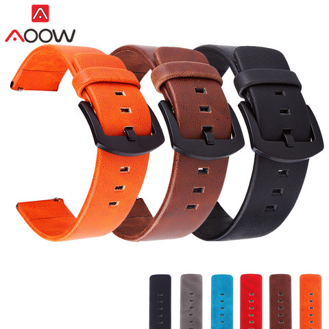 18mm 20mm 22mm 24mm Leather Watchband for Samsung Galaxy Watch 42mm 46mm Active 2 Bracelet Wrist Band Strap for Gear S3 S2 ► Photo 1/6