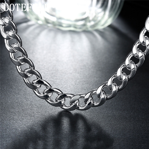 DOTEFFIL 925 Sterling Silver 10mm 20 inch/24 inch Sideways chain Necklace For Men Fashion Party Domineering Jewelry ► Photo 1/6