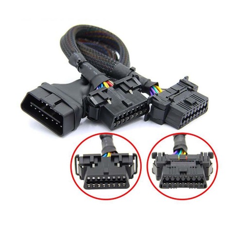 New OBD2 Male to Dual Female Elbow Extension Cable with 16pins Available to Connected 1 IN 2 Converted OBD 2 Extender Adapter ► Photo 1/6