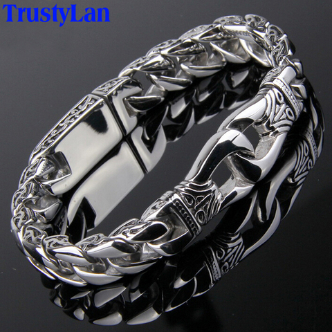 TrustyLan Fashion New Stainless Steel Charm Bracelet Men Vintage Totem Mens Bracelets 2022 Cool Male Jewelry Jewellery Armband ► Photo 1/6